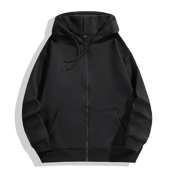 350g Cashmere Full Zipper Hooded Sweater Sports Casual Thickened Fitness Running