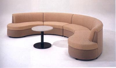 Wedge Hotel Room Luxury Corner Sofa Beige Color  Public Area 3 Seater Sofa With Bolster
