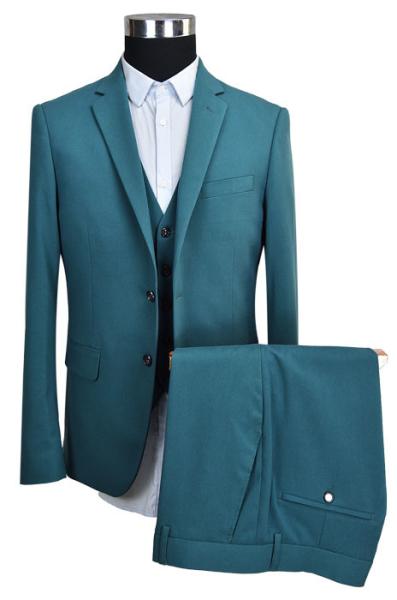 Deep Green Tailored Mens 3 Pieces Suit Office Business Breathable Anti Wrinkle