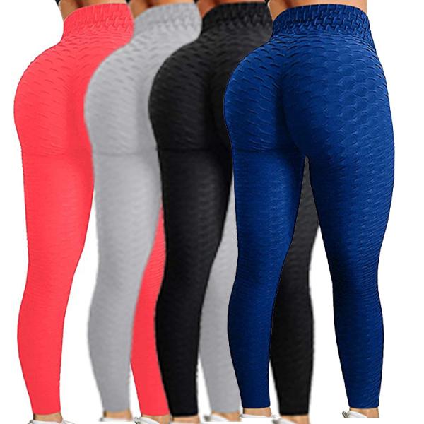 Calças justas sexy do estiramento do Gym da aptidão das caneleiras dos esportes das mulheres altas do jacquard do exercício da cintura