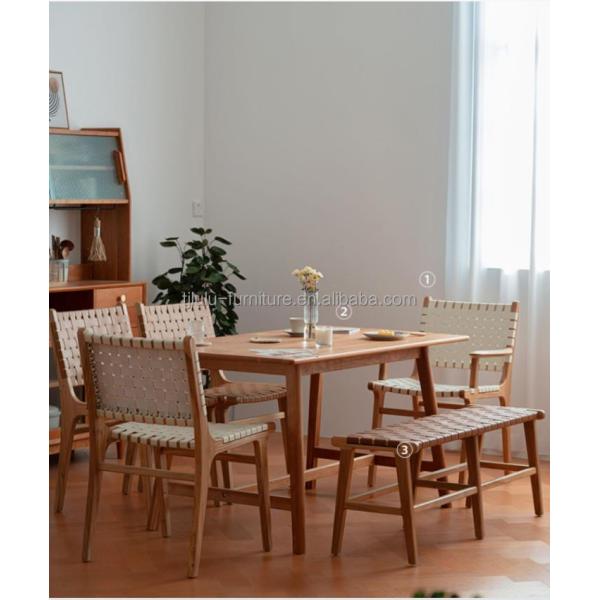 Hotel Nordic Design Solid Ash Wood Horse Saddle Leather Woven Seat Stackable Dining Chair for Modern Cafe and Restaurant