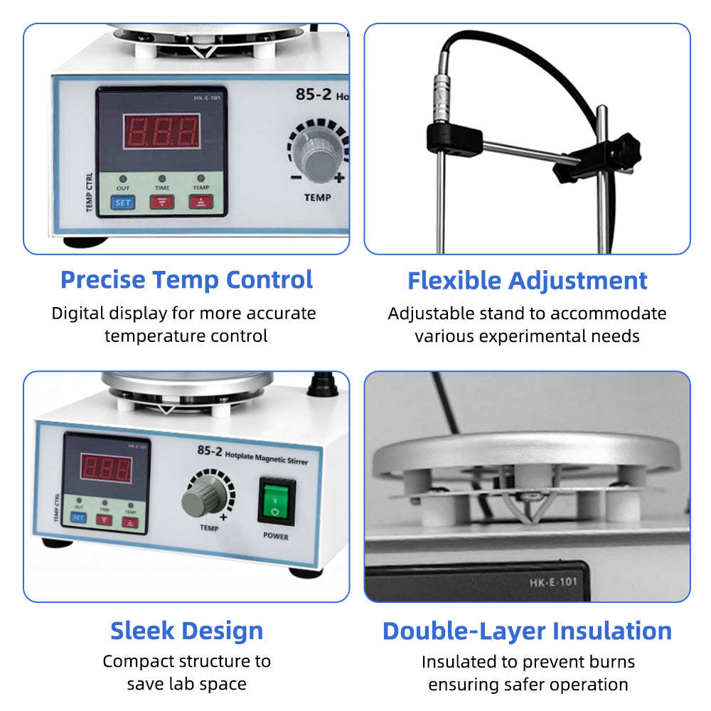 Upgraded 85‑2 3‑in‑1 Digital Hotplate Magnetic Stirrer, Heating, Timing & Constant‑Temperature Laboratory Liquid Mixer