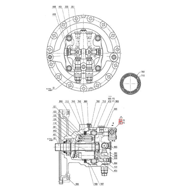 Клапан приоритета YN20V00004F1/YN20V00004F4/VOE14558298 роторного клапана сброса M5X130/M5X180 Кавасаки гидравлический приспосабливая