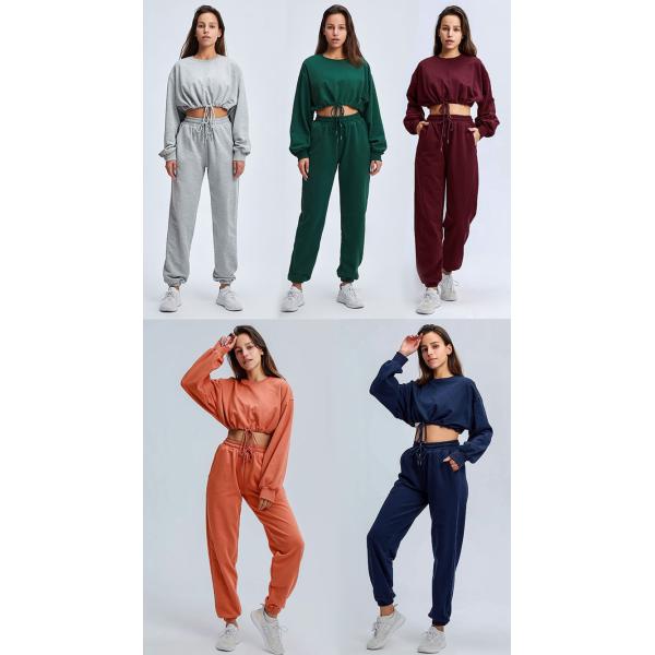 women winter running crop top and jogger pants