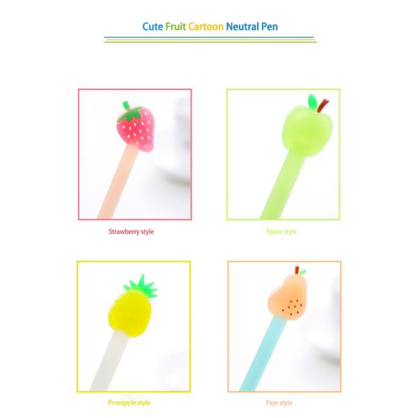 Cute dessin animé Fruit Créeant Gel encre Plume Fraise Poire Pomme Ananas Plume neutre