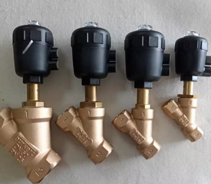 High Temperature Brass Pneumatic Angle Seat Valve Y Type Pneumatic Angle Valve for Textile Food Sterilization Equipment