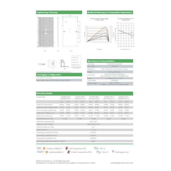 АКС Джинко Тайгер Нео N-тип 60HL4-V Солнечная панель 460W 465W 470W 475W 480W