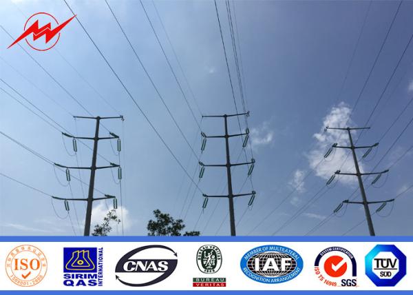69KV Polygonal  / Conical Shape Galvanized Steel Pole With Bitumen 50 Years Life Time