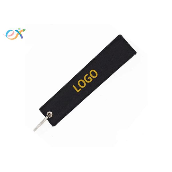 Blue Personalized Embroidery Motorcycle Keychain Short Lanyards With Merrow Border