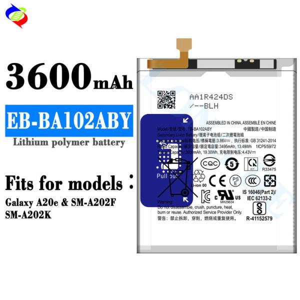 3600mAh Lithium polymer battery EB-BA102ABY for samsung Galaxy A20e SM-A202F SM-A202K phone battery