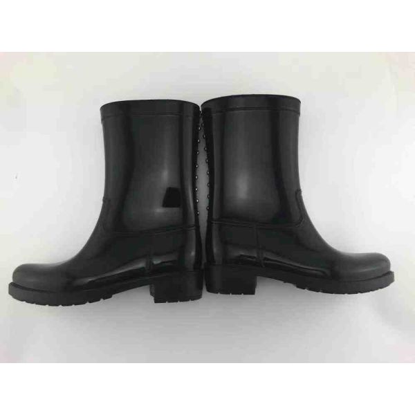 Bottes de pluie en PVC pour femmes, mi-mollet, avec garnitures de bourgeons, bottines de jardinage pour femmes