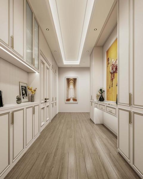 Durable Elegantly Crafted Custom Walk In Closet  With Refined Gold Detailing