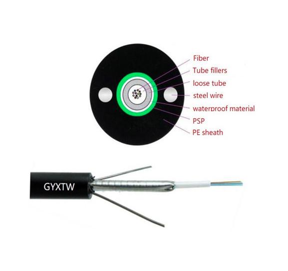 Communication GYXTW Fiber Optic Cable 2-12 Core Single Steel Wire