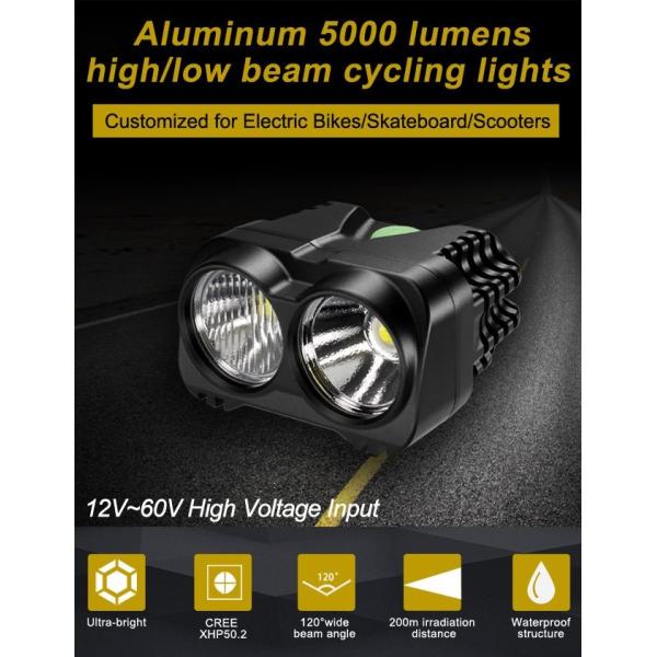 Люмен 5000 IP65 яркого белого электрофонаря СИД велосипеда перезаряжаемые водоустойчивый