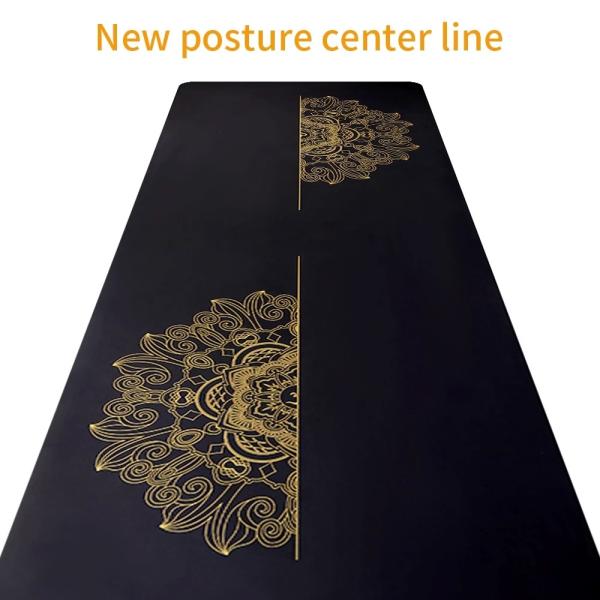 Golden Mandala With Position Line 5mm 68cm Wide PU Rubber Non Slip Yoga Mat For Pilates Fitness