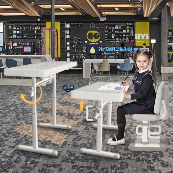 Manual Sit-Stand Adjustable Desk for Kids – Ergonomic Height Adjustable Study Table for Home, School & Classroom