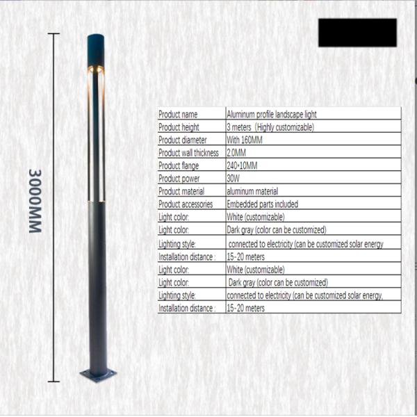 Spot LED Square Landscape Light Post IP65 Solar Garden Light for Park Street Lamp