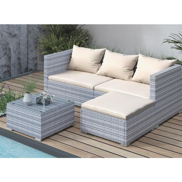 AJUNION Wicker Rattan Garden Sofa Outdoor Lounge Set 4 Piece with Y Mail Packing