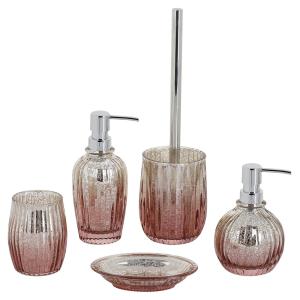 Mercury Classic Glass Bathroom Accessories Set Pink Color Pumpkin Shape