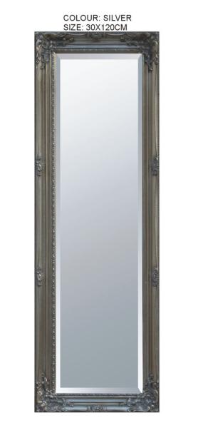 antique silver full length wall mirror 30x120cm