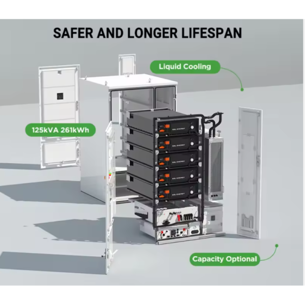 125kW 261kWh Liquid Cooling All-in-One C&I Energy Storage Cabinet with CAN RS485 Cloud Monitoring