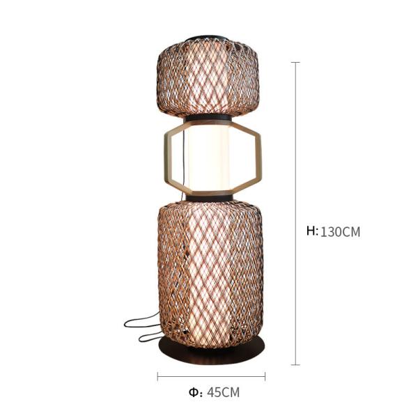 Decorative Rattan Standing Lamp 3500K CCT For Hotel Residential