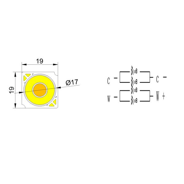 Каждый канал 10w Chip Cob Led Двойной Cct 2100-7000k 1919 Bi Color