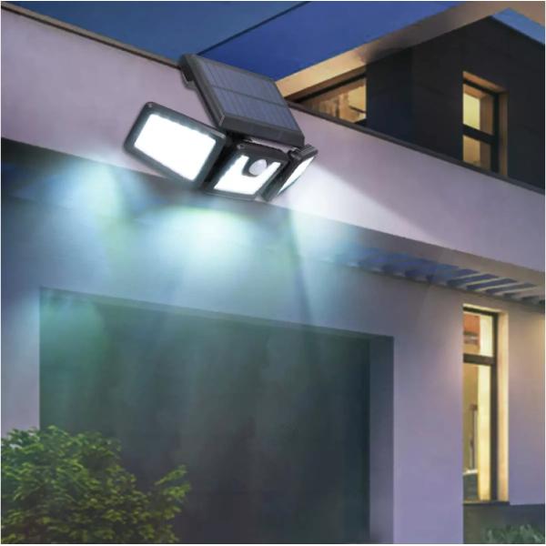 Adjustable 132 LED Solar Wall Lights 3 Head Motion Sensor Lights for Porch Garden Patio Yard 6000K