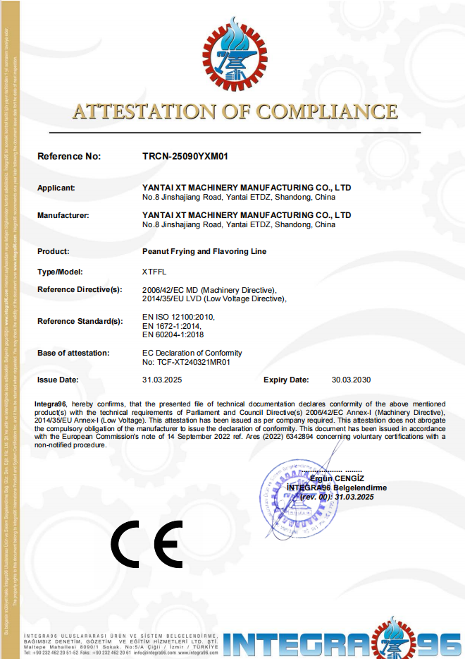 Stainless Steel Continuous Frying Machine For Peanut And Cashew Nuts At 0.6-0.8Mpa