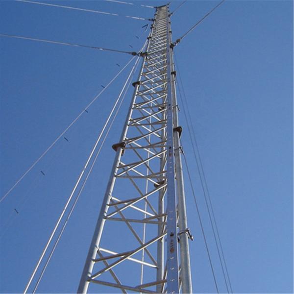 Customizable Height Roof-Top Guyed Mast Single Tube Tower for Telecommunication