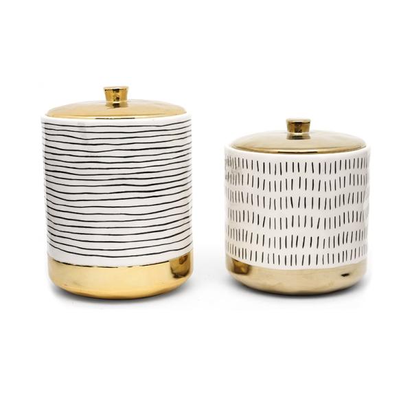 Современный герметичный чай Сахар Кофе Консервы для хранения пищи Сборник с золотой крышкой Красочные керамические контейнеры