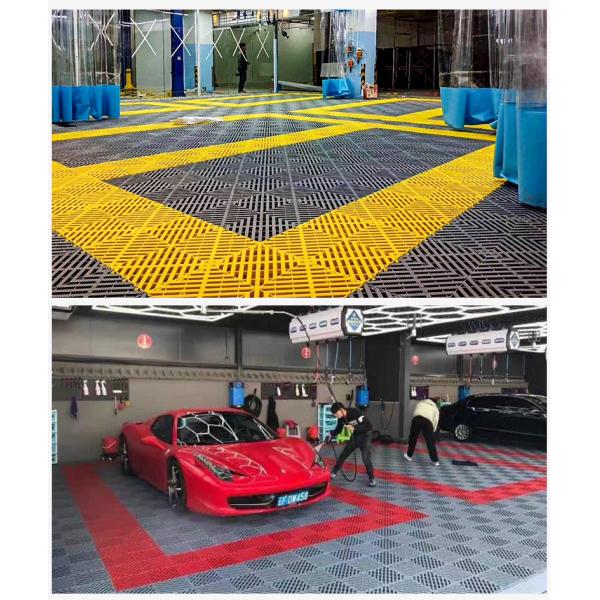 Garage Plastic Flooring Tiles Versatile and Easy to Install for Car Wash Shops