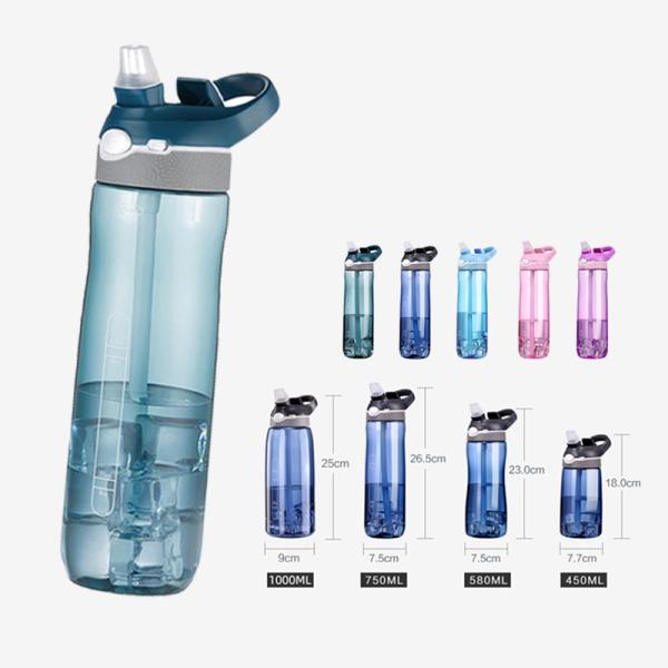 183g Straw Type BPA-free Plastic Tritan Water Bottle 750 ml for Fitness Protein Shake
