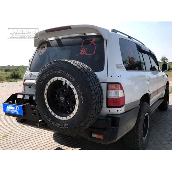 steel 4x4 bumper Rear offroad bull bar for LC100（with 1 spare tyre+1 fuel tank bracket）