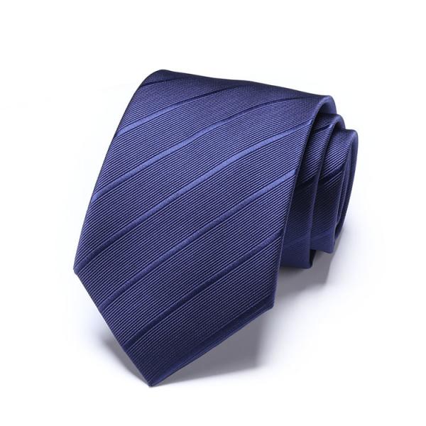 Fashion 100% Silk Necktie Navy Blue Stripe  Business Neck  Ties