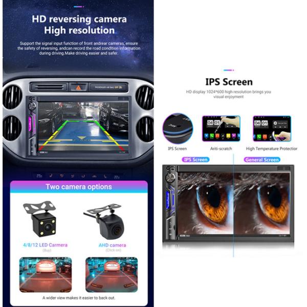 Wifi Car Android Stereo 1024x600P 2 Din Android 7 Inch Car Stereo Multimedia BT Radio