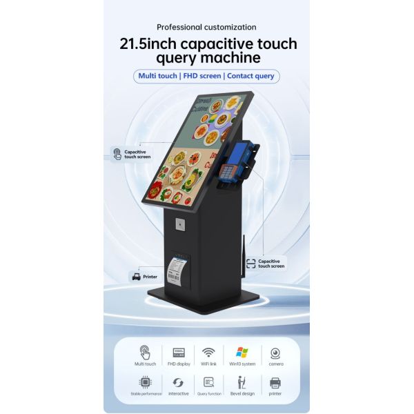 21.5 inch Desktop Self Ordering Pos Printer Ordering Kiosk Digital Restaurant Menu Self Payment Kiosks