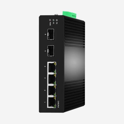 Taxa IP30, CE ROHS Industrial Gigabit Unmanaged Ethernet Switch com 2 portas de fibra SFP 4 portas RJ45