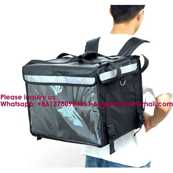 Custom Logo Commercial Thermal Waterproof Food Delivery Bag Backpack For Pizza Hot Just Eat With Backlight For Scooter Large Storage Portable Delivery Bag Waterproof Fast Food For Catering Packaging
