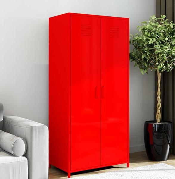 White Armoires 900 Width Metal Wardrobe Cabinet With Feet