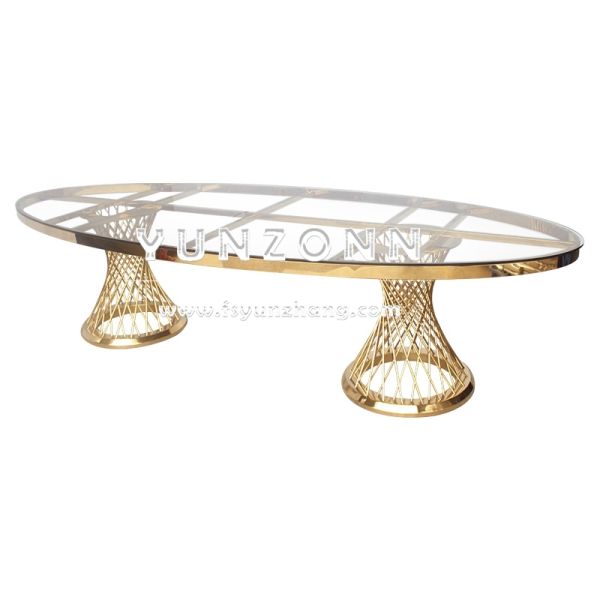 Modern Stainless Steel Center Pieces for Restaurant Dining Table Oval Glass Design with Luxury Style for Outdoor Wedding Hotels
