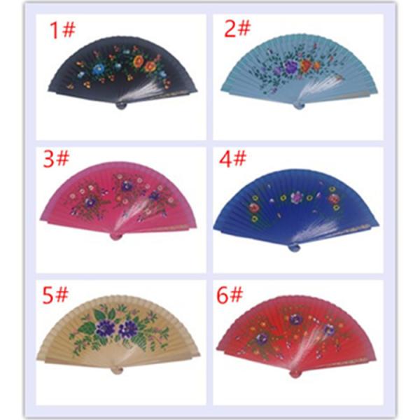 Hand Painted Wooden Folding Fans Spanish Fancy Personalized For Wedding