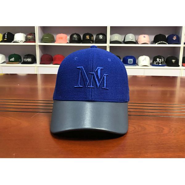 Curve bill Customize 6panel navy blue 3D embroidery M letter baseball caps hats