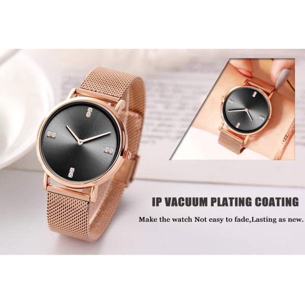 Womens Fashion Watch Rose Gold Stainless Steel Quartz Watch
