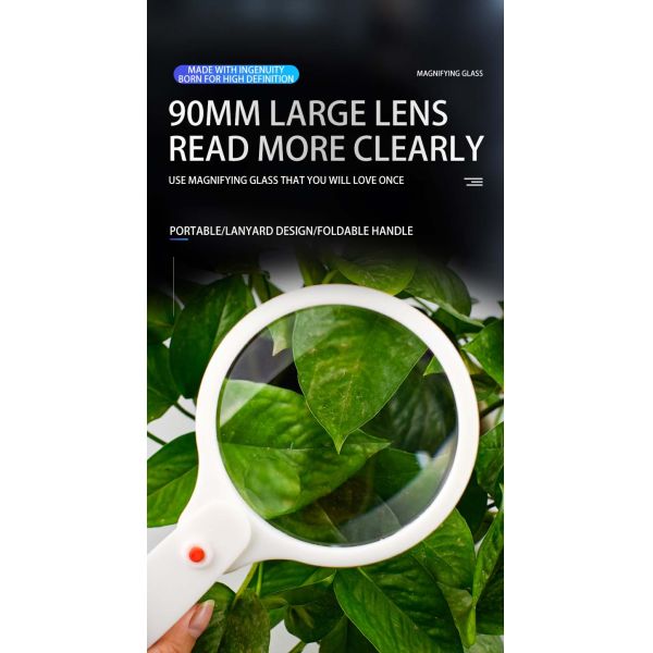 High Quality Wholesale Custom Optical Instruments  Magnifying Glass Foldable Handheld 3X 6X Magnifier