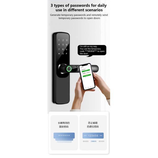 Tuya Indoor Smart Lock Wifi Aluminum Alloy Half Face Automatic Remote Keyless Entry Fingerprint Password European Cross-border