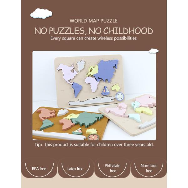World Map Continents And Ocean Silicone Puzzle Baby Gift Montessori Educational