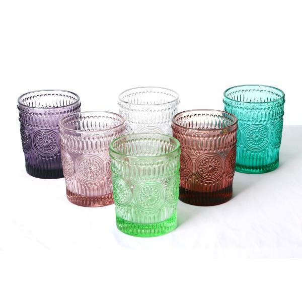 Embossed Vintage Crystal Highball Glasses 340ml Leakageless