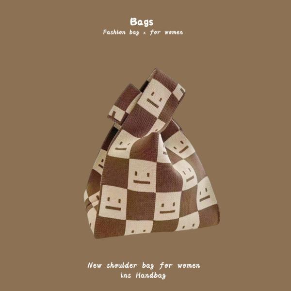 THE NEW INTERNET CELEBRITY HANDBAG KNITTING HAND KNITTING WOOL BUCKET BAG HAND CASUAL TOTE LUNCH BAG