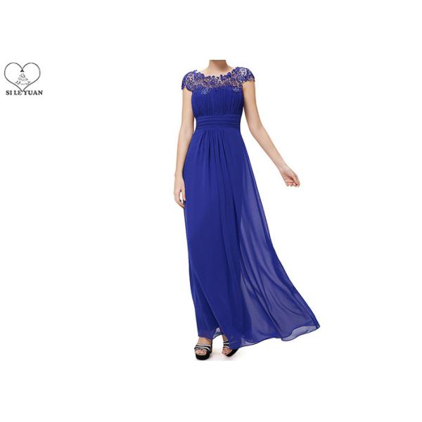 Gray Wedding Bridesmaid Dresses Short Sleeve Floor Length Lace And Pleating